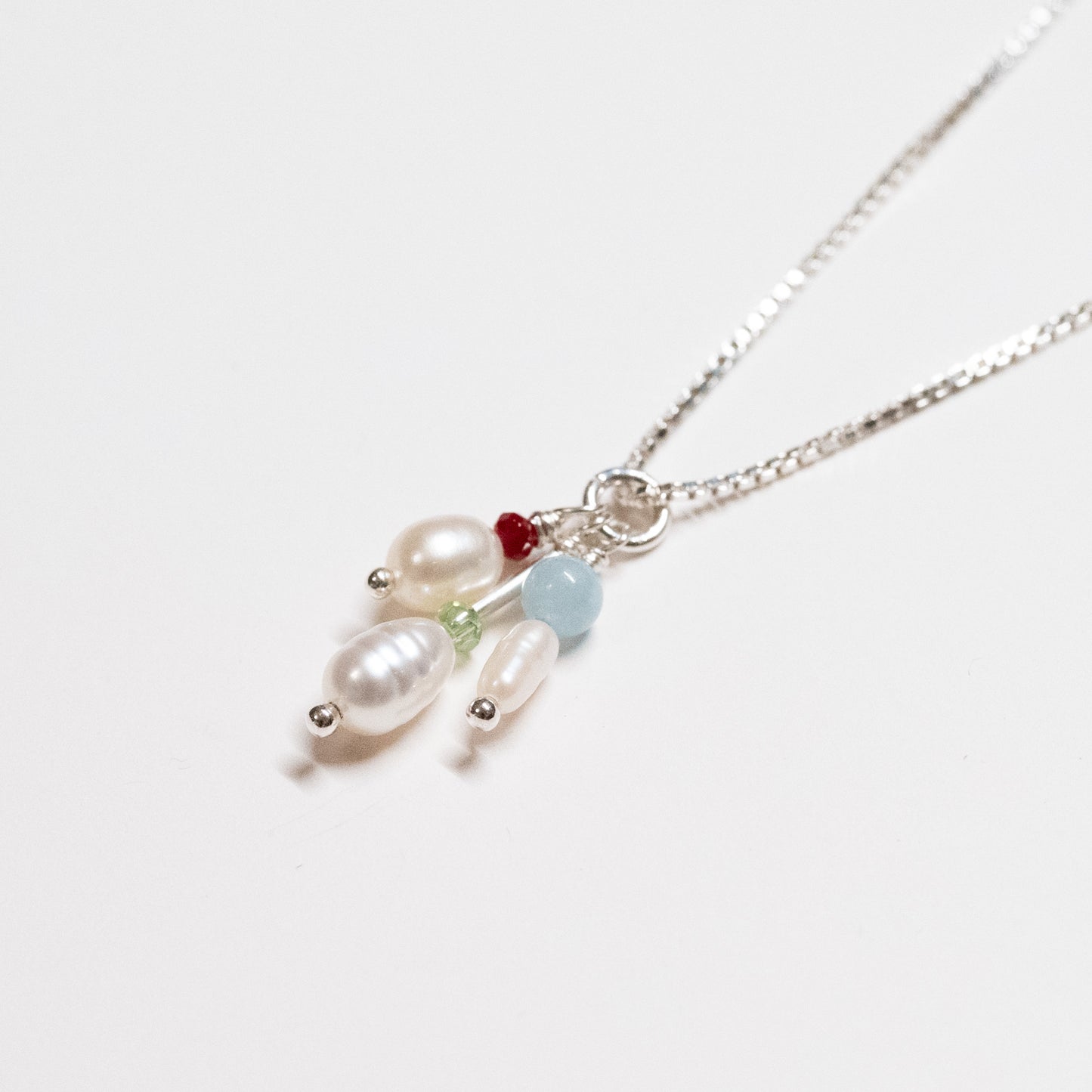 Pearl + Gemstone Cluster Necklace