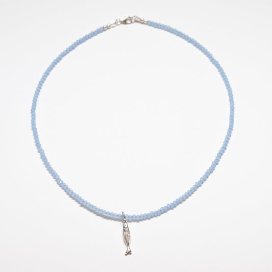 Beaded Fish Charm Necklace - 17"