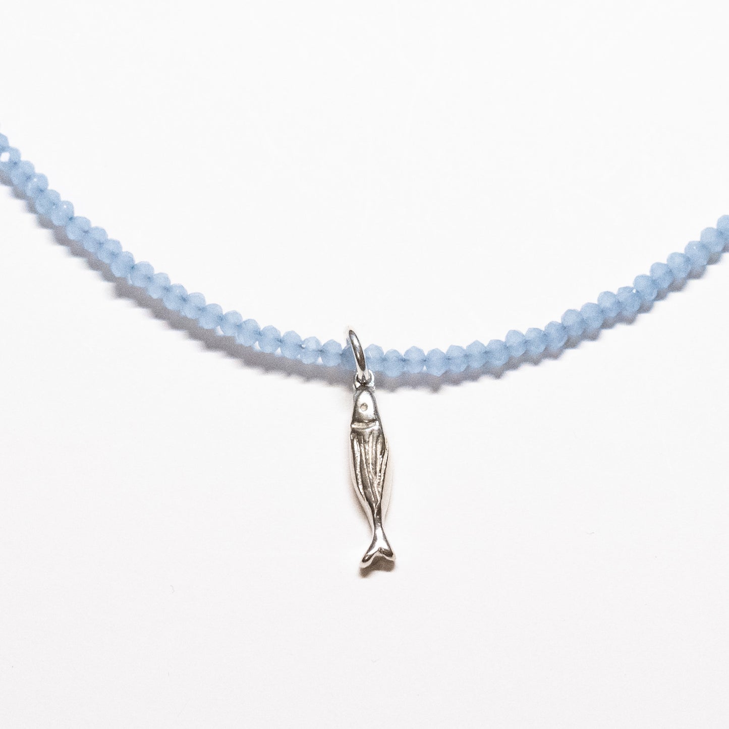 Beaded Fish Charm Necklace - 17"