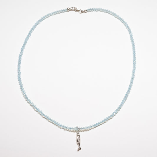 Beaded Fish Charm Necklace - 19"