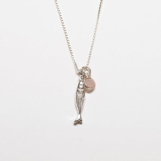 Rose Quartz + Spiral Charm Cluster Necklace