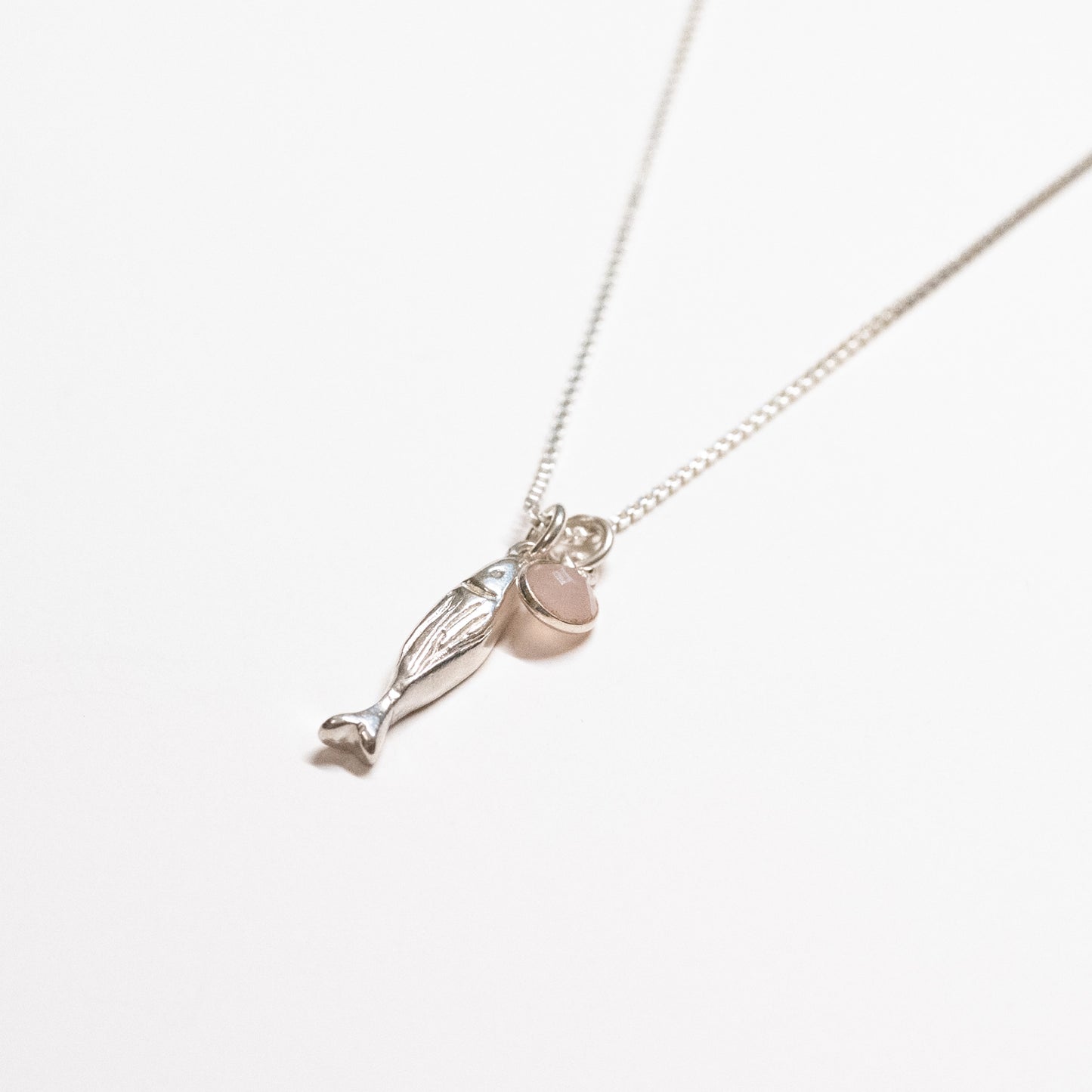 Rose Quartz + Spiral Charm Cluster Necklace