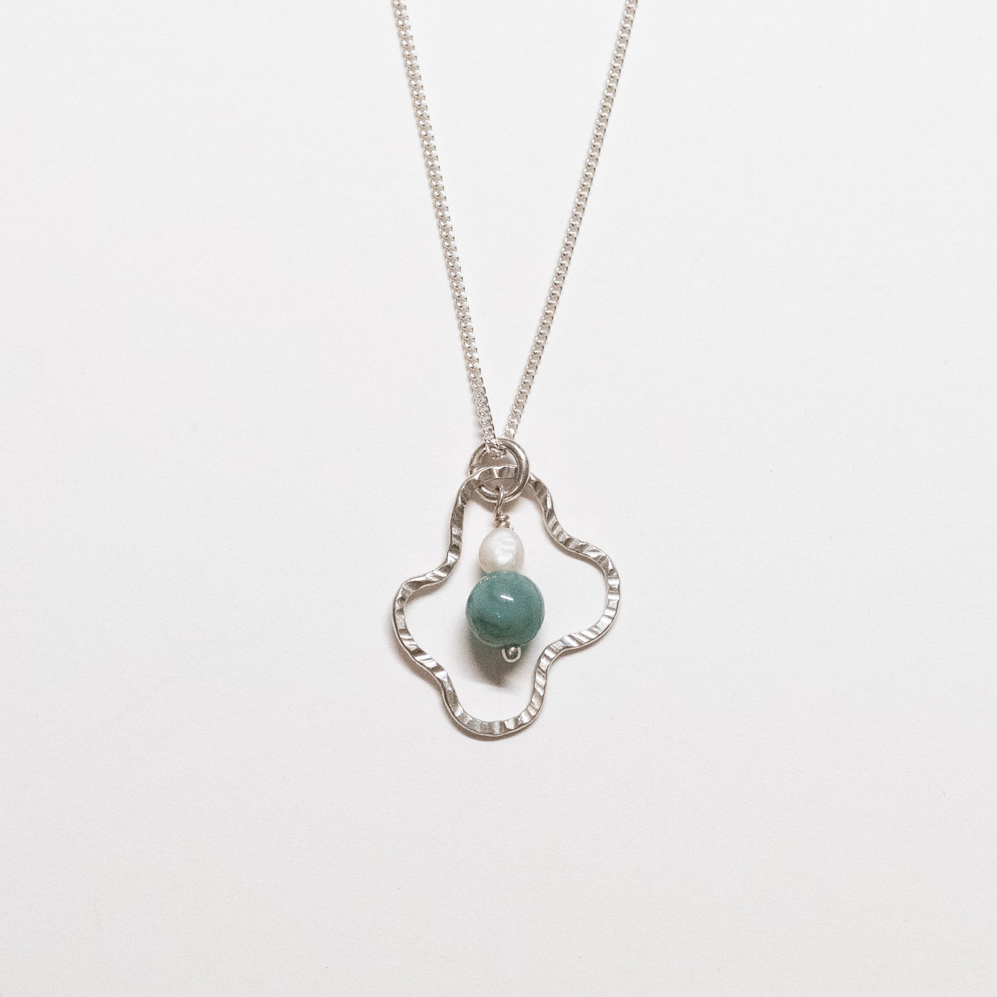 Squiggly Pendant Necklace with Jade