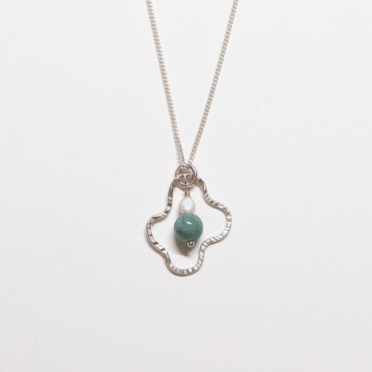 Squiggly Pendant Necklace with Jade