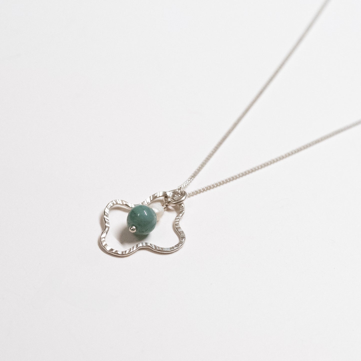 Squiggly Pendant Necklace with Jade