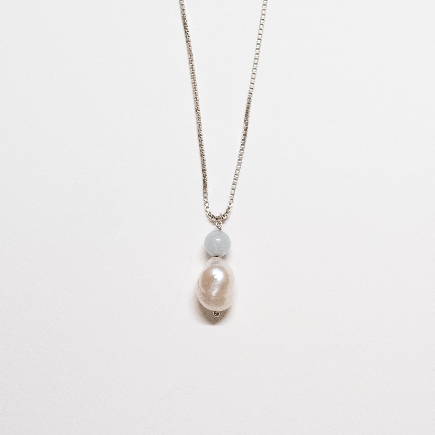 Pearl + Aquamarine Pendant Necklace