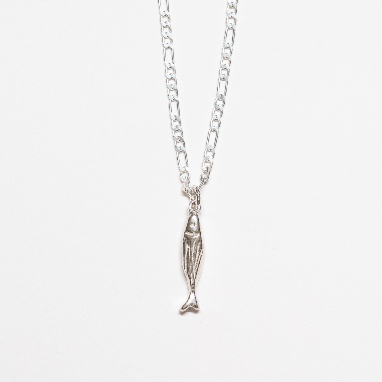 Fish Charm Necklace on Figaro Chain