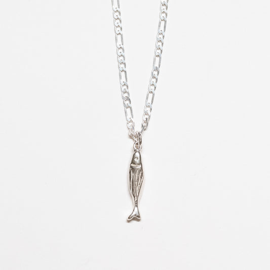 Fish Charm Necklace on Figaro Chain