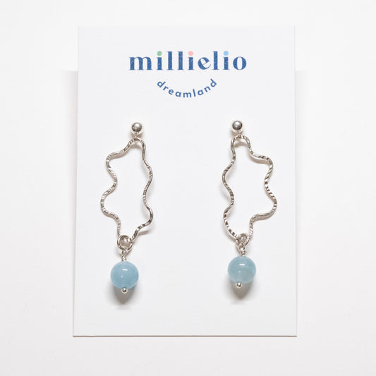 Wavy Stud Drop - Aquamarine