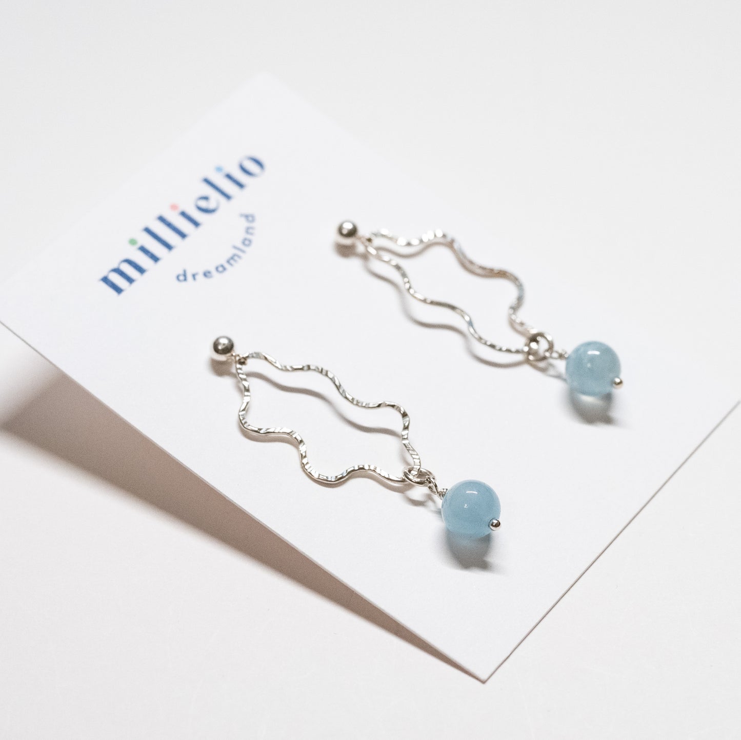 Wavy Stud Drop - Aquamarine