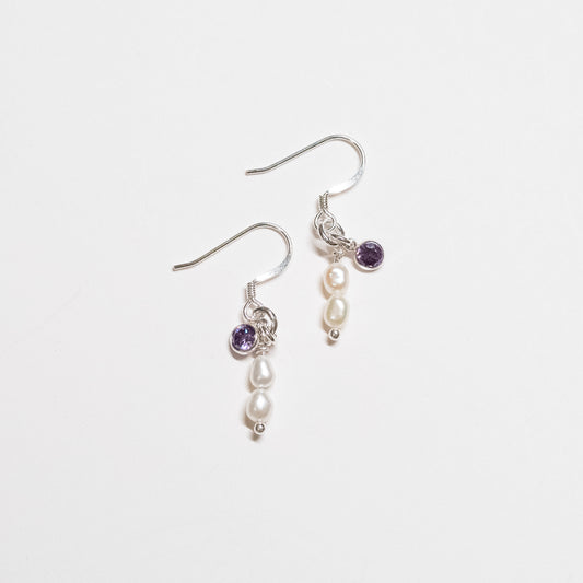 Amethyst + Pearl Cluster Earring