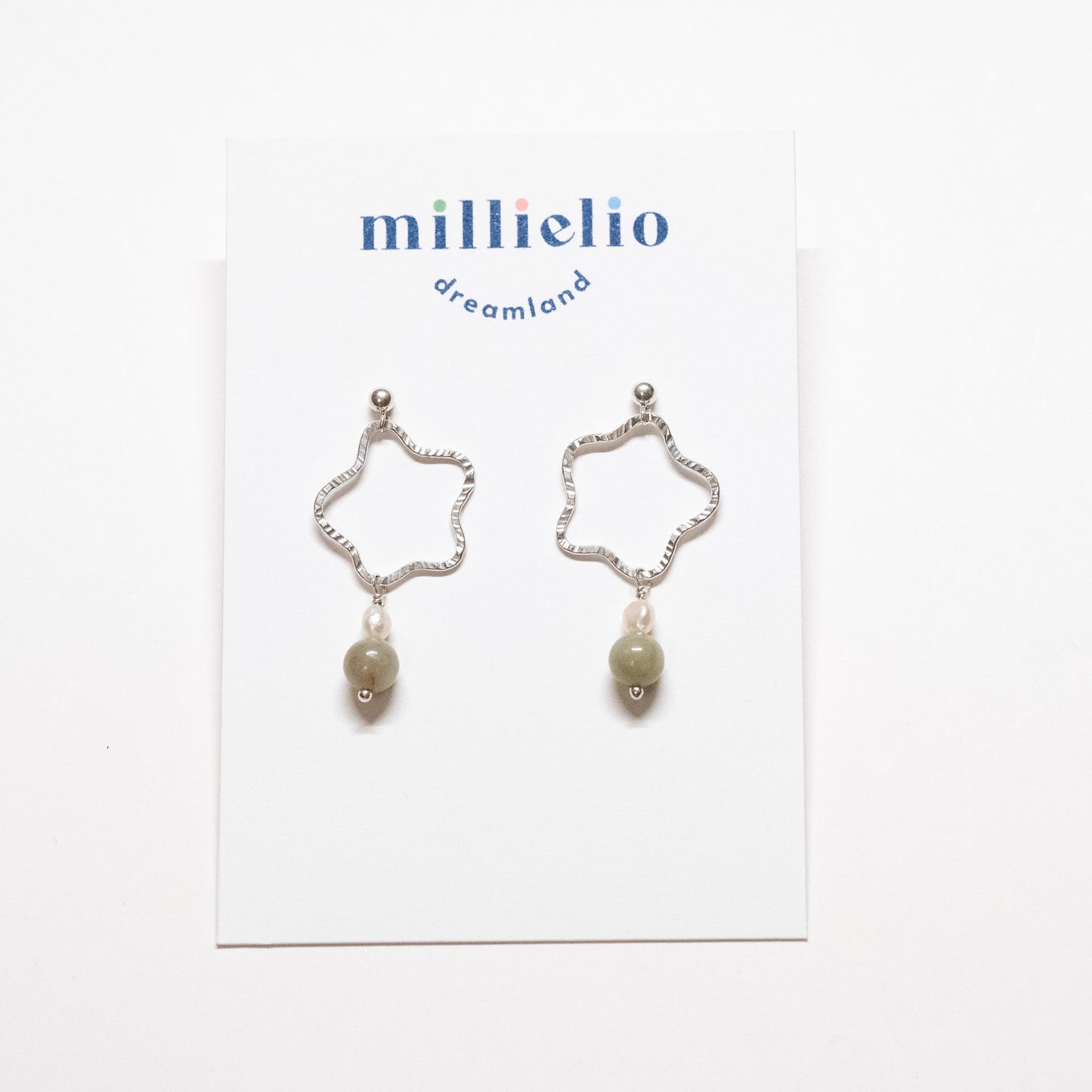 Squiggly Earrings - Jade + Pearl