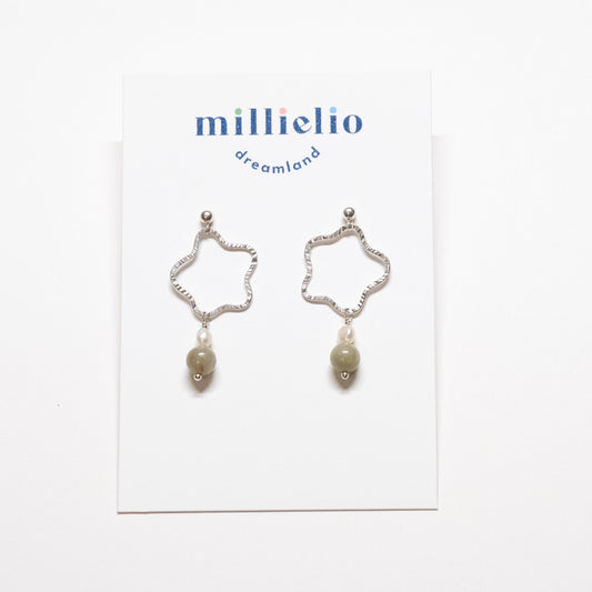Squiggly Earrings - Jade + Pearl