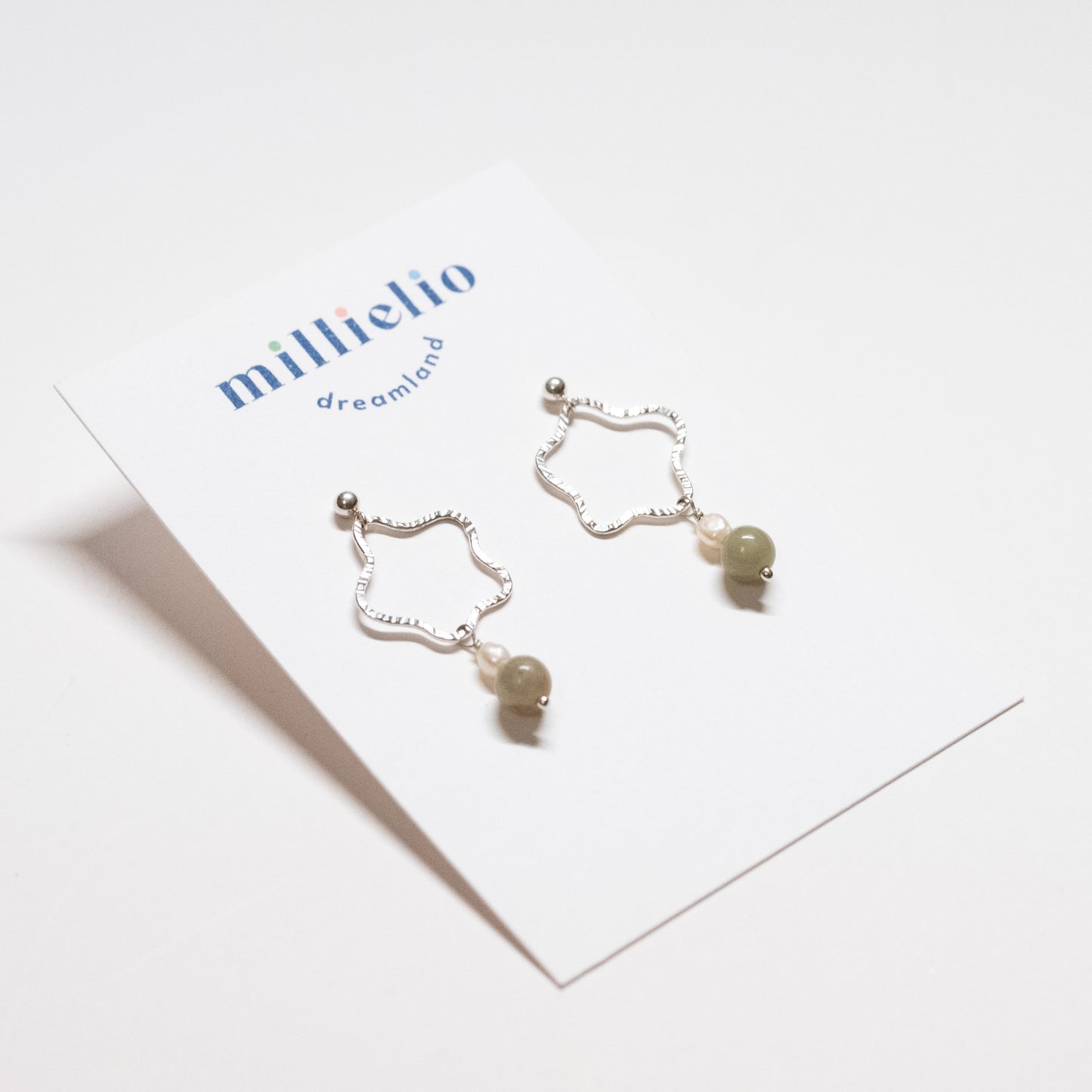 Squiggly Earrings - Jade + Pearl