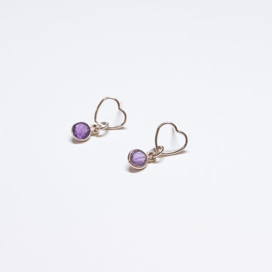 Heart Studs - Amethyst