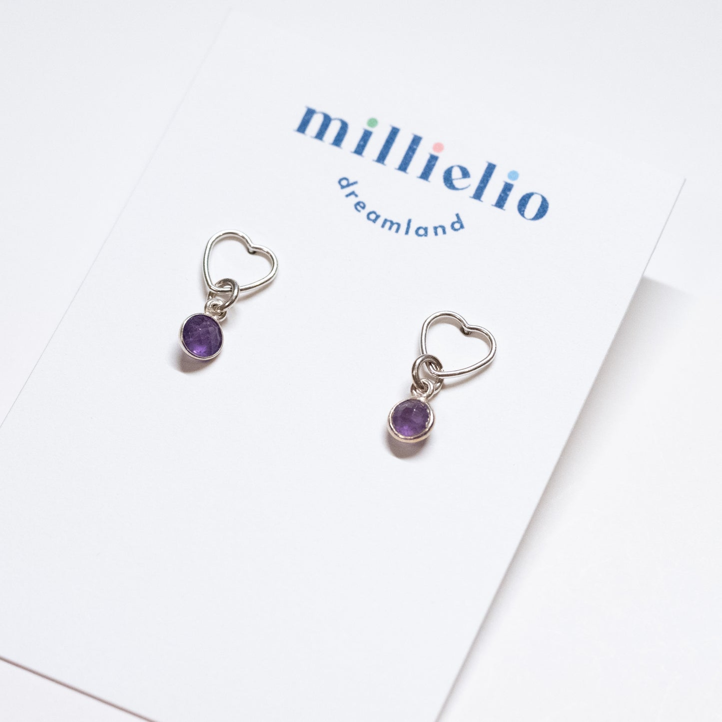 Heart Studs - Amethyst