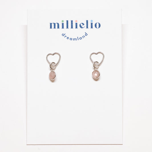 Heart Studs - Rose Quartz