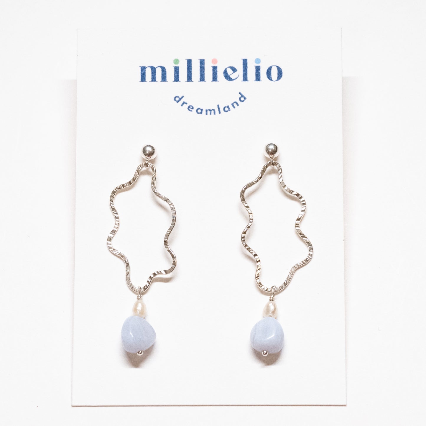 Wavy Stud Drop - Blue Lace Agate