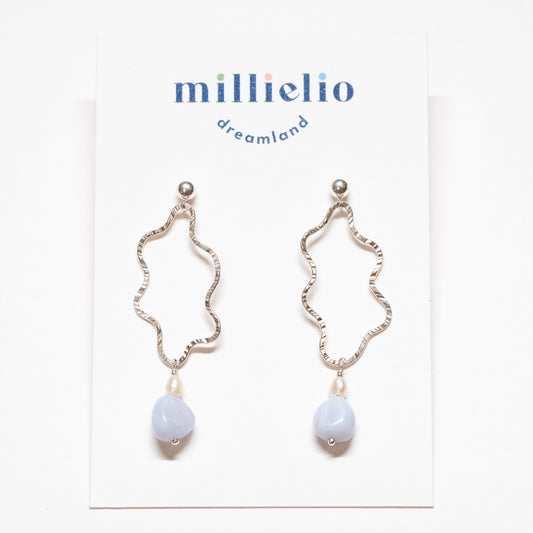 Wavy Stud Drop - Blue Lace Agate