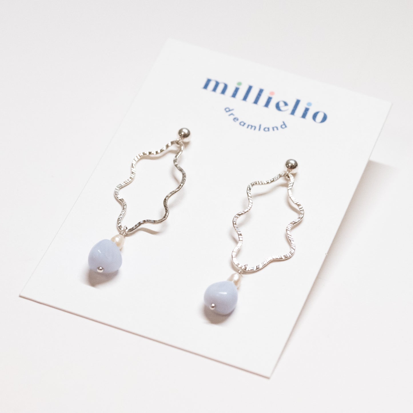 Wavy Stud Drop - Blue Lace Agate