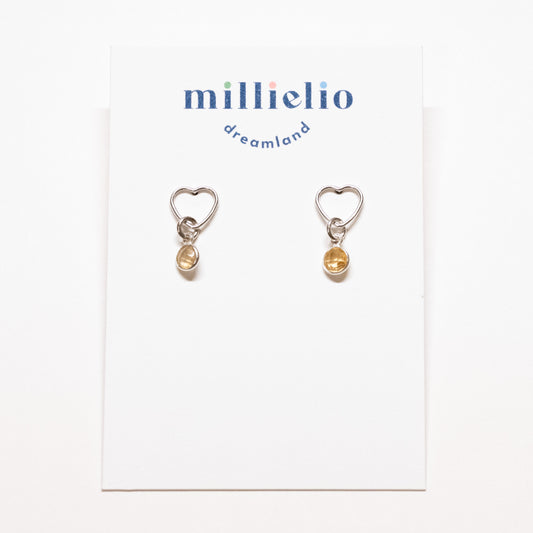 Heart Studs - Citrine