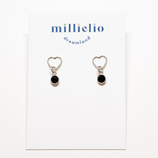 Heart Studs - Onyx