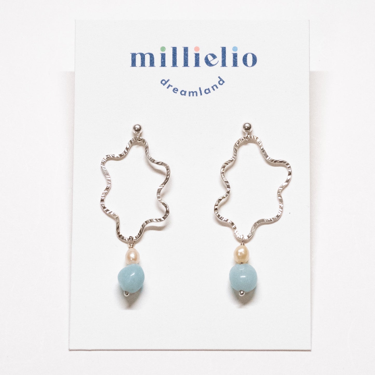 Squiggly Earrings - Turquoise + Pearl