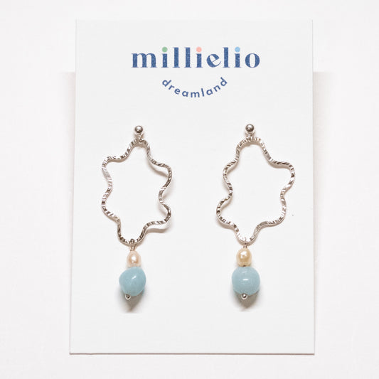 Squiggly Earrings - Turquoise + Pearl