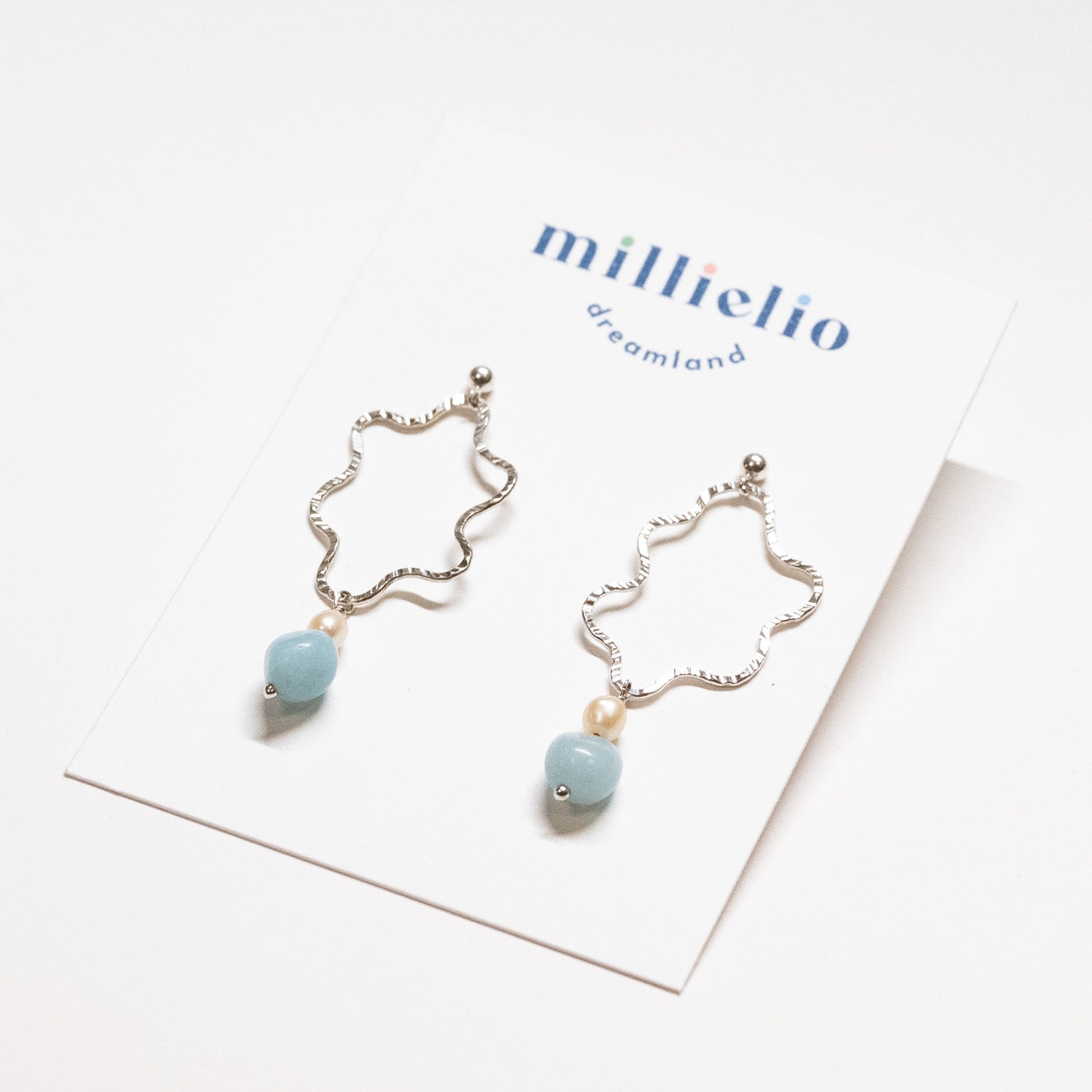Squiggly Earrings - Turquoise + Pearl