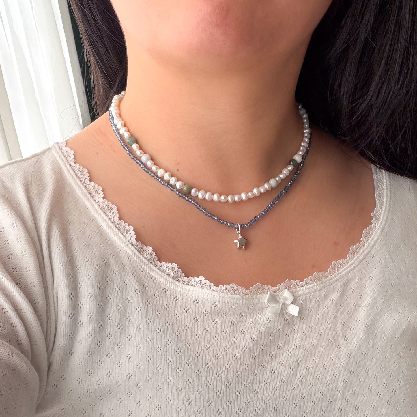 Beaded Star Charm Necklace - 17.5"