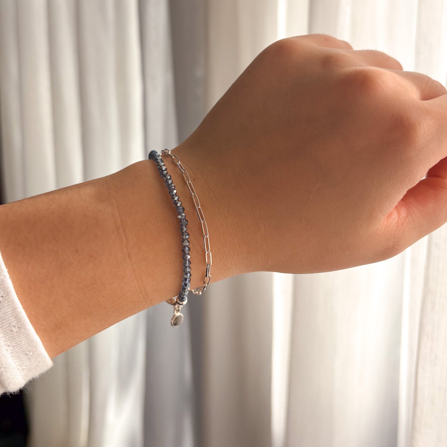 Beaded Mini Bracelet - Stormy Blue with Labradorite