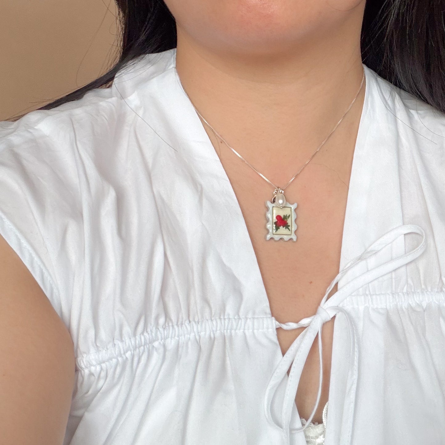 Ceramic Stamp Pendant Necklace