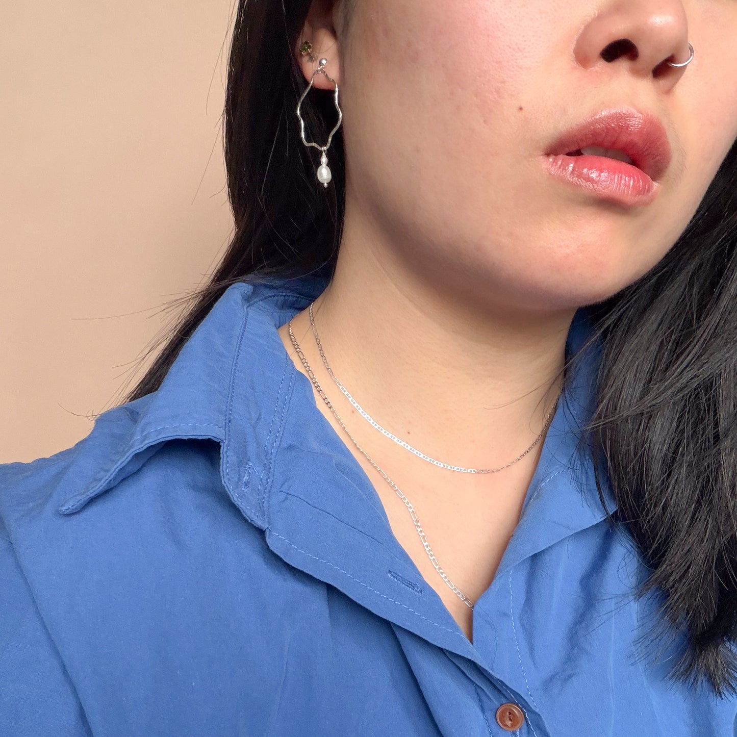 Squiggly Earrings - Large + Small Pearls