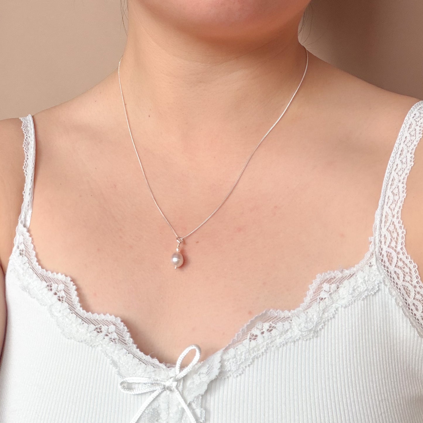 Rose + Rice Pearl Pendant Necklace