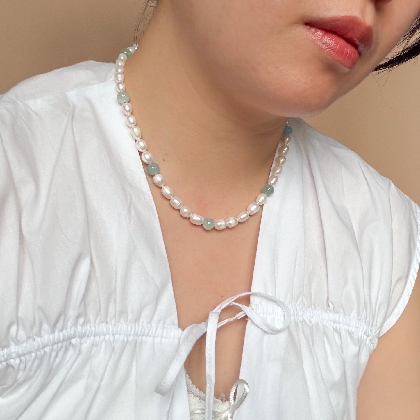 Pearl Necklace - Aquamarine