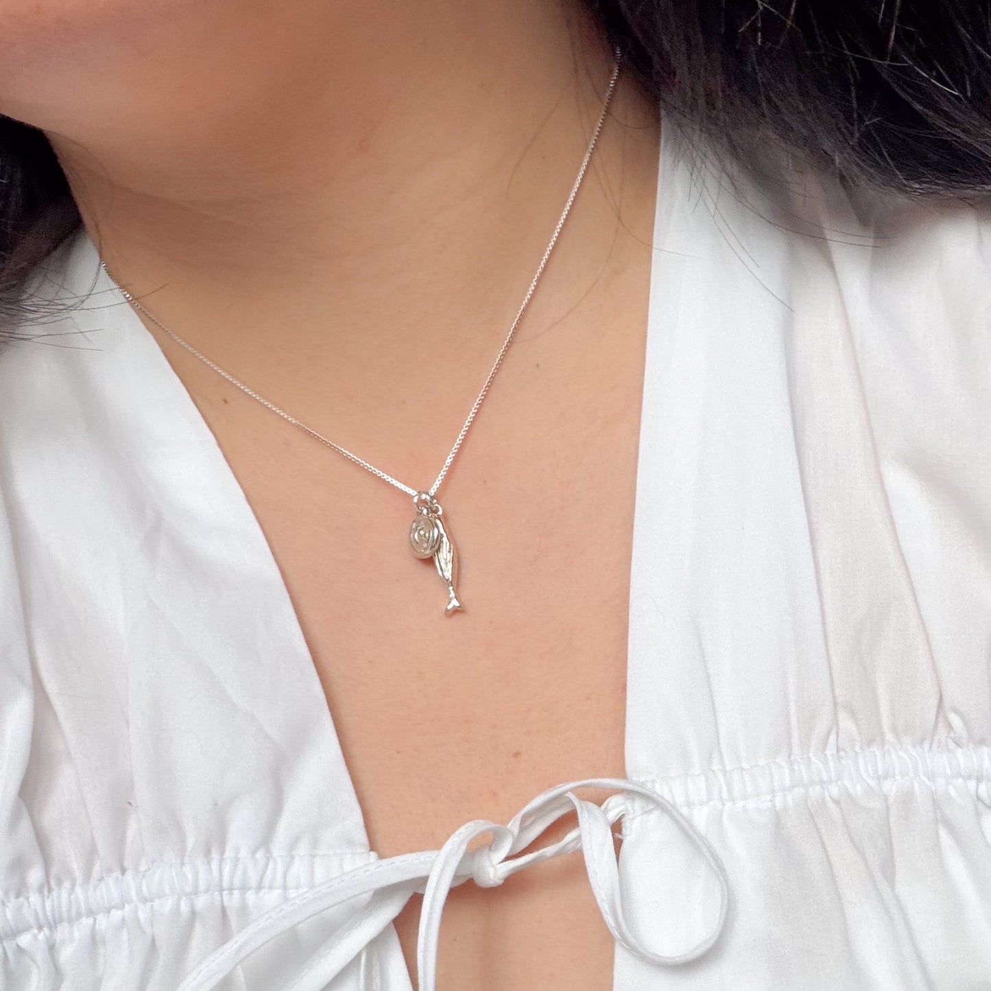 Fish + Spiral Charm Cluster Necklace