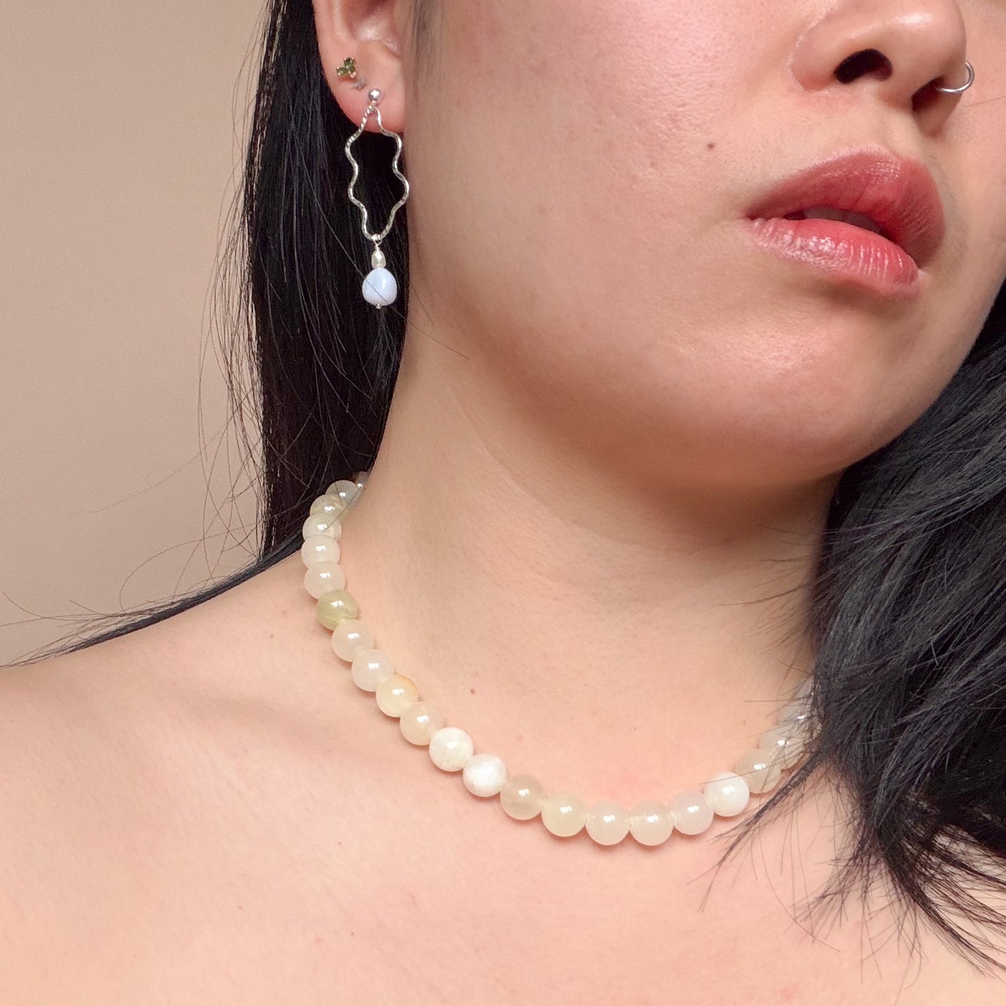 Wavy Stud Drop - Blue Lace Agate