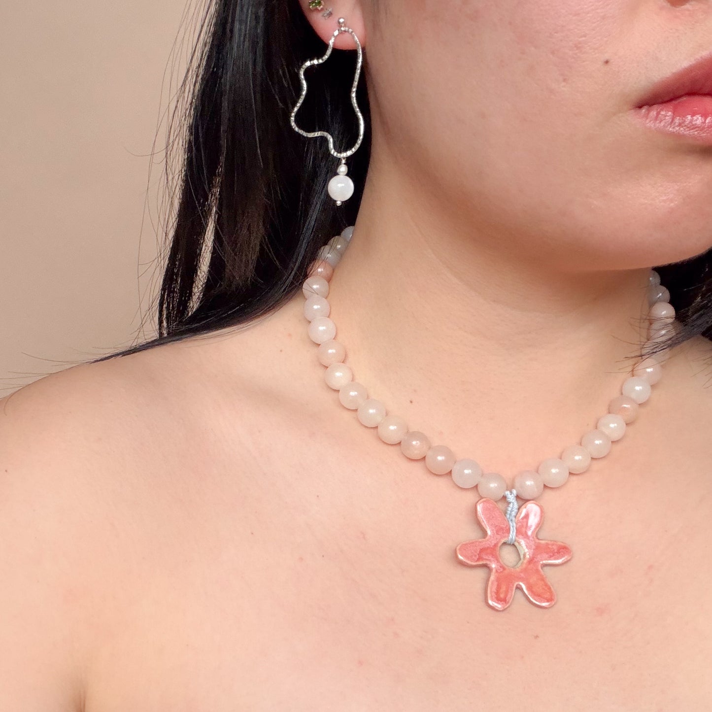 Large Squiggly Earrings - Moonstone