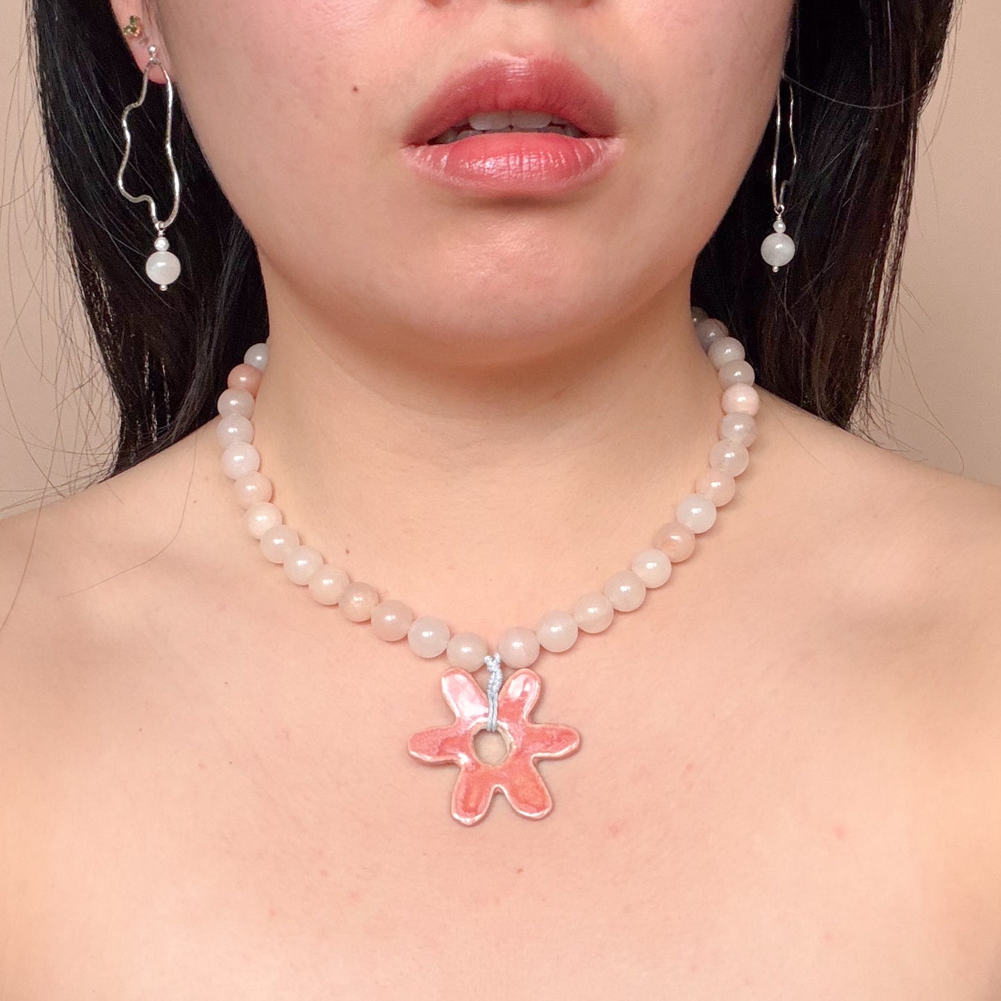 Large Squiggly Earrings - Moonstone