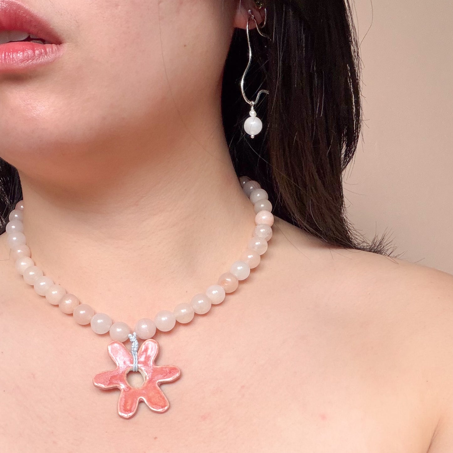 Large Squiggly Earrings - Moonstone