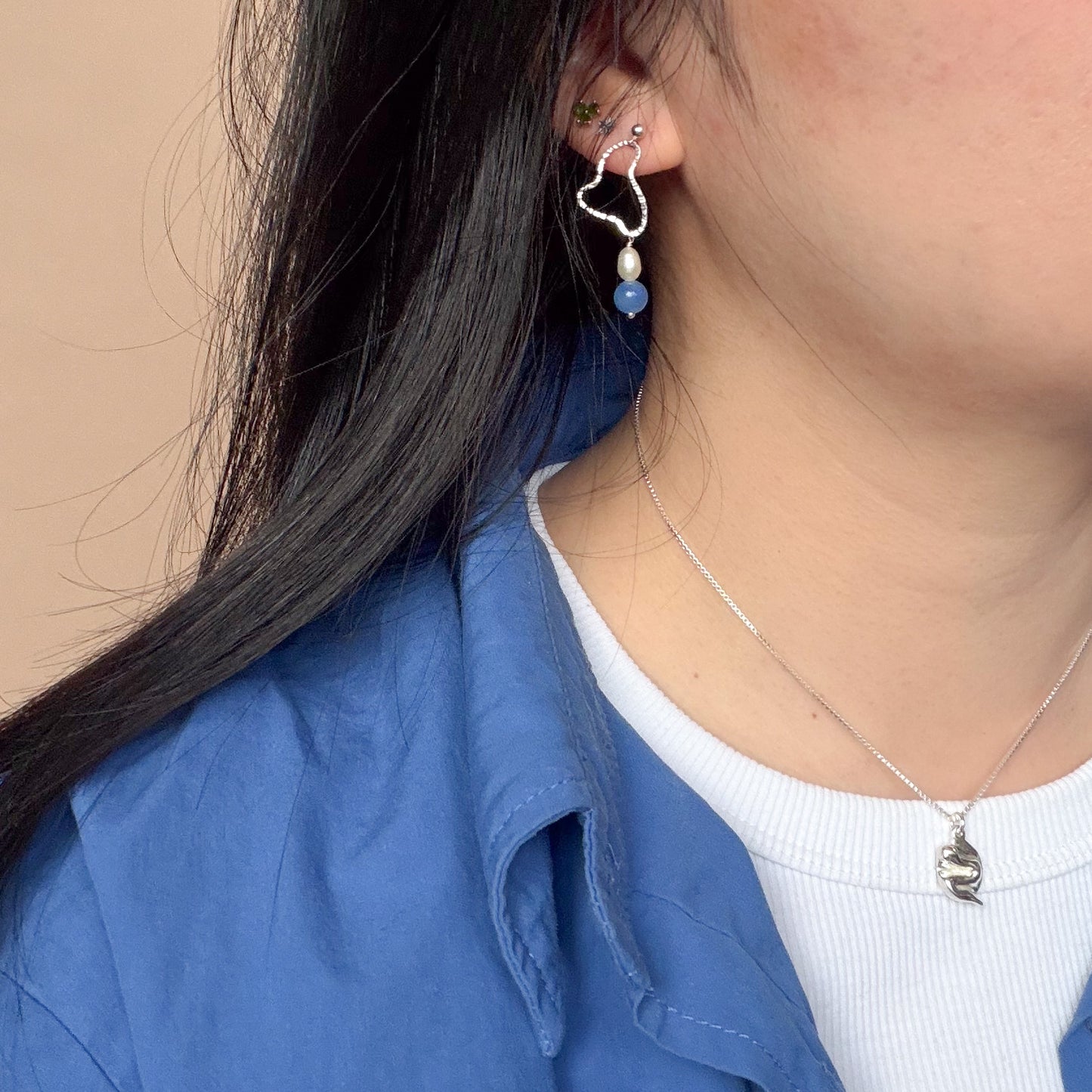 Squiggly Earrings - Blue Aventurine