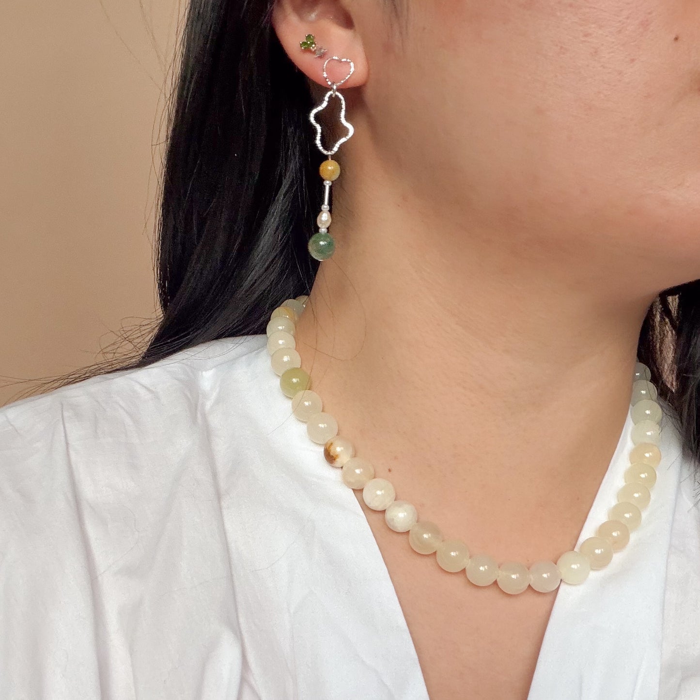 Chunky Beaded Necklace - Agate