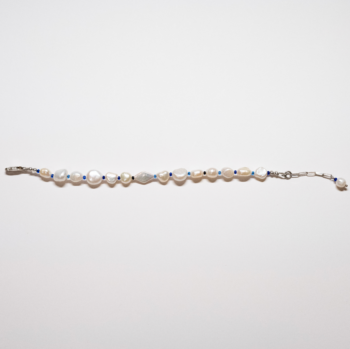 Pearl Bracelet - Blue Beads with Diamond Pearl