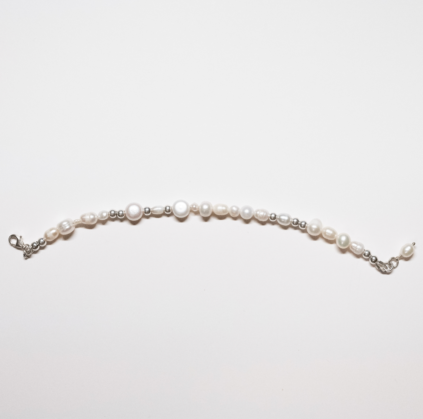 Pearl + Silver Bead Bracelet