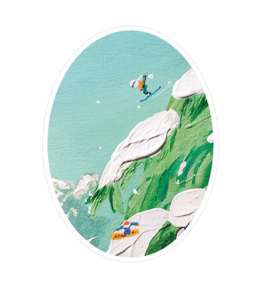 Alpine Ski Oval Vinyl Sticker - Matte
