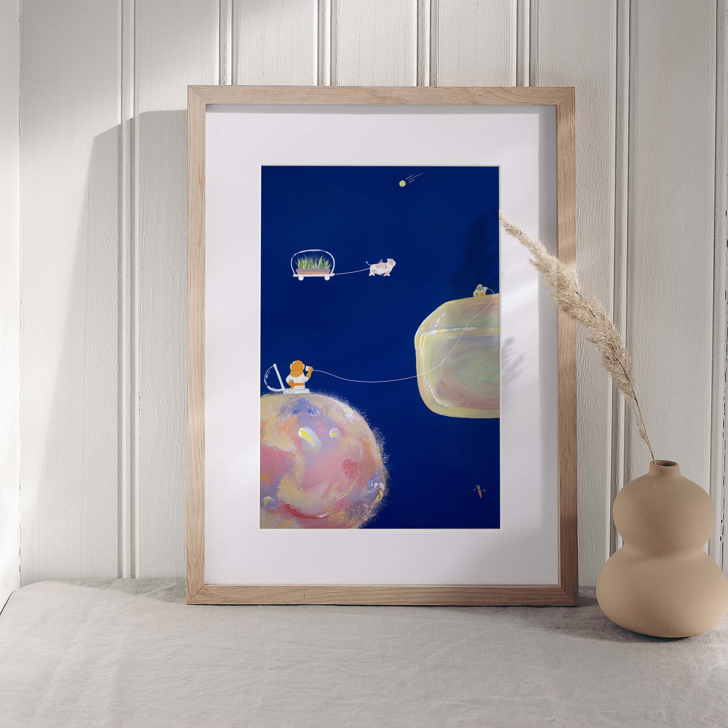 Pink Space Cow No.1 Art Print