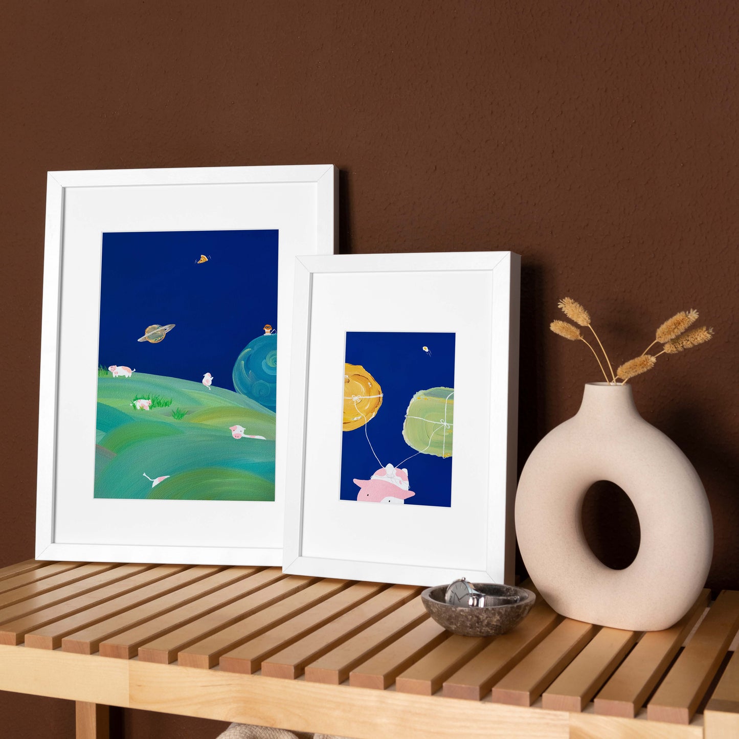 Pink Space Cow No.2 Art Print