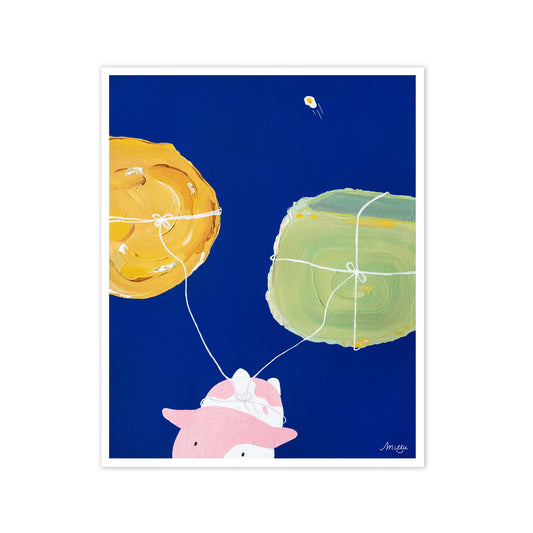 Pink Space Cow No.3 Art Print